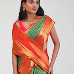 Persian Green Kanjivaram Silk Jaal Saree