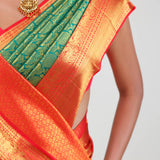 Persian Green Kanjivaram Silk Jaal Saree