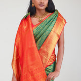 Persian Green Kanjivaram Silk Jaal Saree