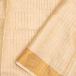 Champagne Beige Printed Floral Tussar Silk Saree