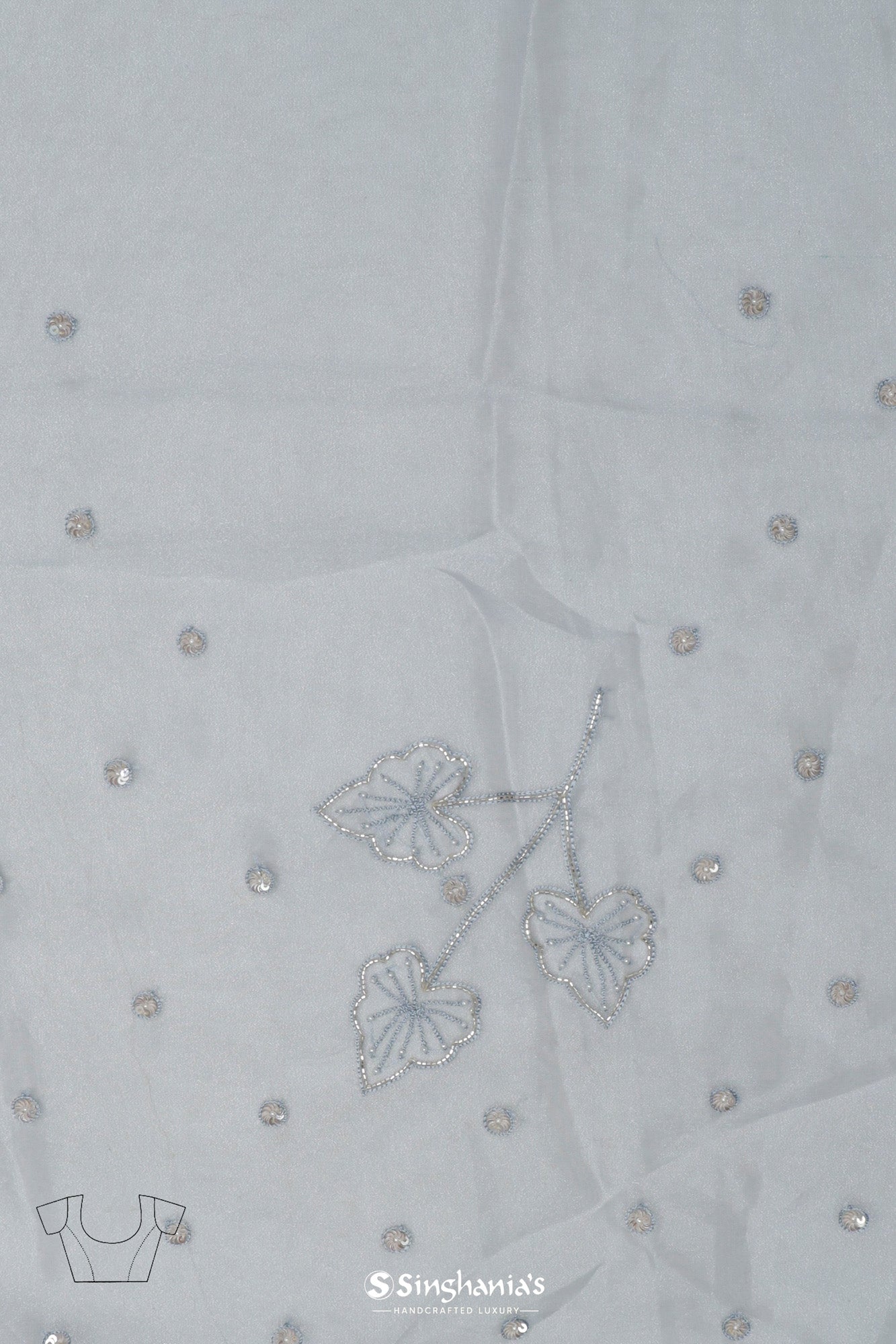 Beau Blue Tissue Organza Saree With Hand Embroidery