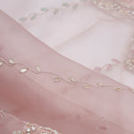 Baby Pink Tissue Organza Saree With Hand Embroidery
