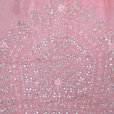 Flamingo Pink Organza Saree With Hand Embroidery