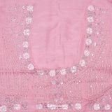 Flamingo Pink Organza Saree With Embroidery Border