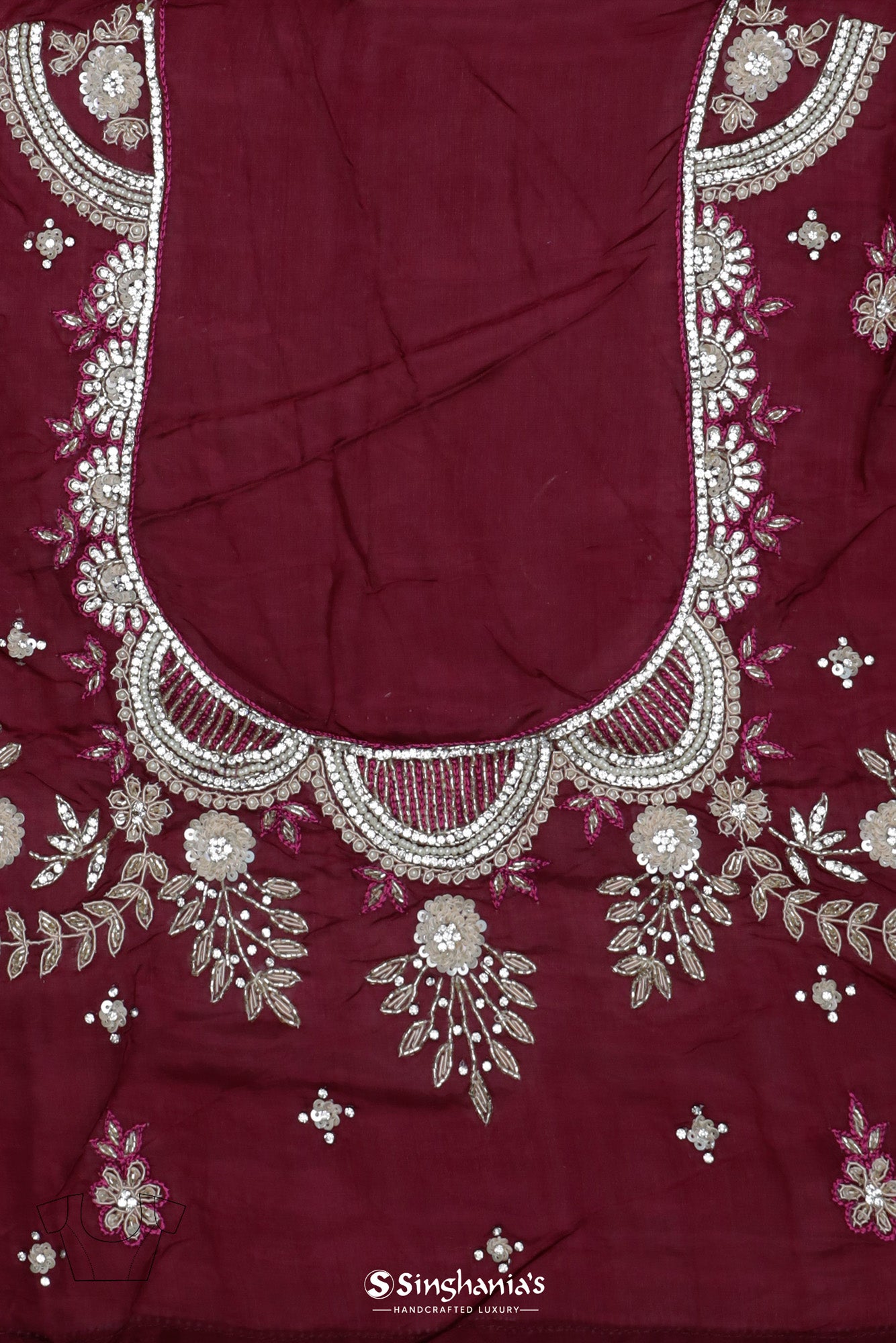 Pansy Purple Organza Saree With Hand Embroidery