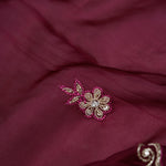 Pansy Purple Organza Saree With Hand Embroidery