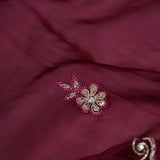 Pansy Purple Organza Saree With Hand Embroidery