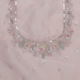 Bubblegum Pink Tissue Organza Saree With Hand Embroidery