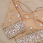 Light Orange Tissue Designer Saree With Floral Embroidery