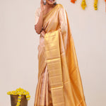 Pastel Peach Jaal Kanjivaram Silk Saree