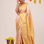 Pastel Peach Jaal Kanjivaram Silk Saree