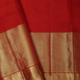 Orange Red Kanjivaram Silk Saree With Floral Buttis