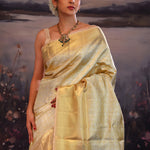 Vanilla Gold Jaali Kanjivaram Silk Saree