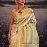 Vanilla Gold Jaali Kanjivaram Silk Saree
