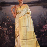 Vanilla Gold Jaali Kanjivaram Silk Saree