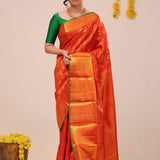 Cardinal Red Heritage Kanjivaram Silk Saree
