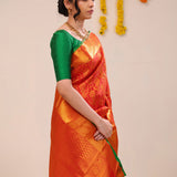 Cardinal Red Heritage Kanjivaram Silk Saree