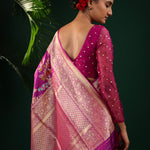 True Purple Banarasi Silk Saree With Intricate Butta Details