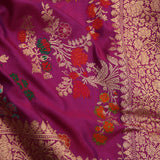 True Purple Banarasi Silk Saree With Intricate Butta Details