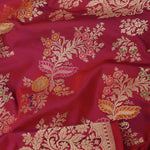 Deep Pink-Purple Banarasi Silk Saree With Chevron Meenakari Weaving