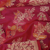 Deep Pink-Purple Banarasi Silk Saree With Chevron Meenakari Weaving