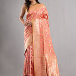 Candlelight Peach Banarasi Silk Jaal Saree