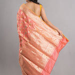 Candlelight Peach Banarasi Silk Jaal Saree