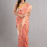 Candlelight Peach Banarasi Silk Jaal Saree