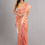 Candlelight Peach Banarasi Silk Jaal Saree