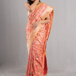 Candlelight Peach Banarasi Silk Jaal Saree