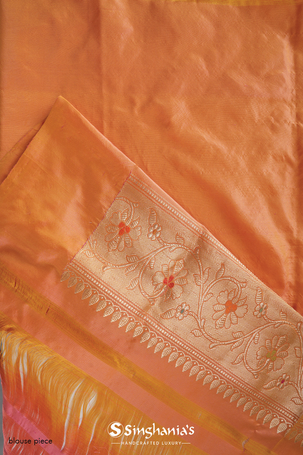 Candlelight Peach Banarasi Silk Jaal Saree