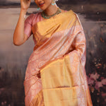 Melon Peach Butta Kanjivaram Silk Saree