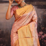 Melon Peach Butta Kanjivaram Silk Saree