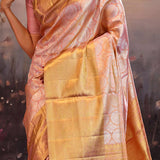 Melon Peach Butta Kanjivaram Silk Saree