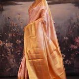 Melon Peach Butta Kanjivaram Silk Saree