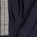 Black Blue Banarasi Mashru Silk Saree With Floral Motifs