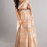 Medium Gold Multicolour Stripe Tissue Banarasi Saree
