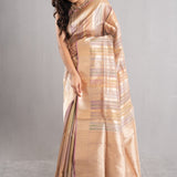 Medium Gold Multicolour Stripe Tissue Banarasi Saree