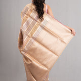 Medium Gold Multicolour Stripe Tissue Banarasi Saree