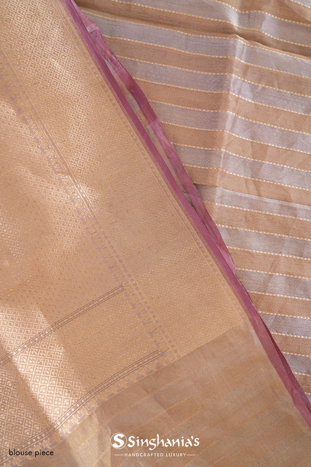 Medium Gold Multicolour Stripe Tissue Banarasi Saree