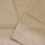 Pale Gold Banarasi Silk Saree With Floral Design