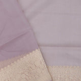 English Violet Jamdani Banarasi Silk Saree With Floral Design