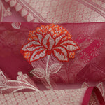 Pale Purple Jamdani Banarasi Silk Saree With Floral Design