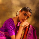 Phlox Purple Banarasi Silk Saree With Zari Weave