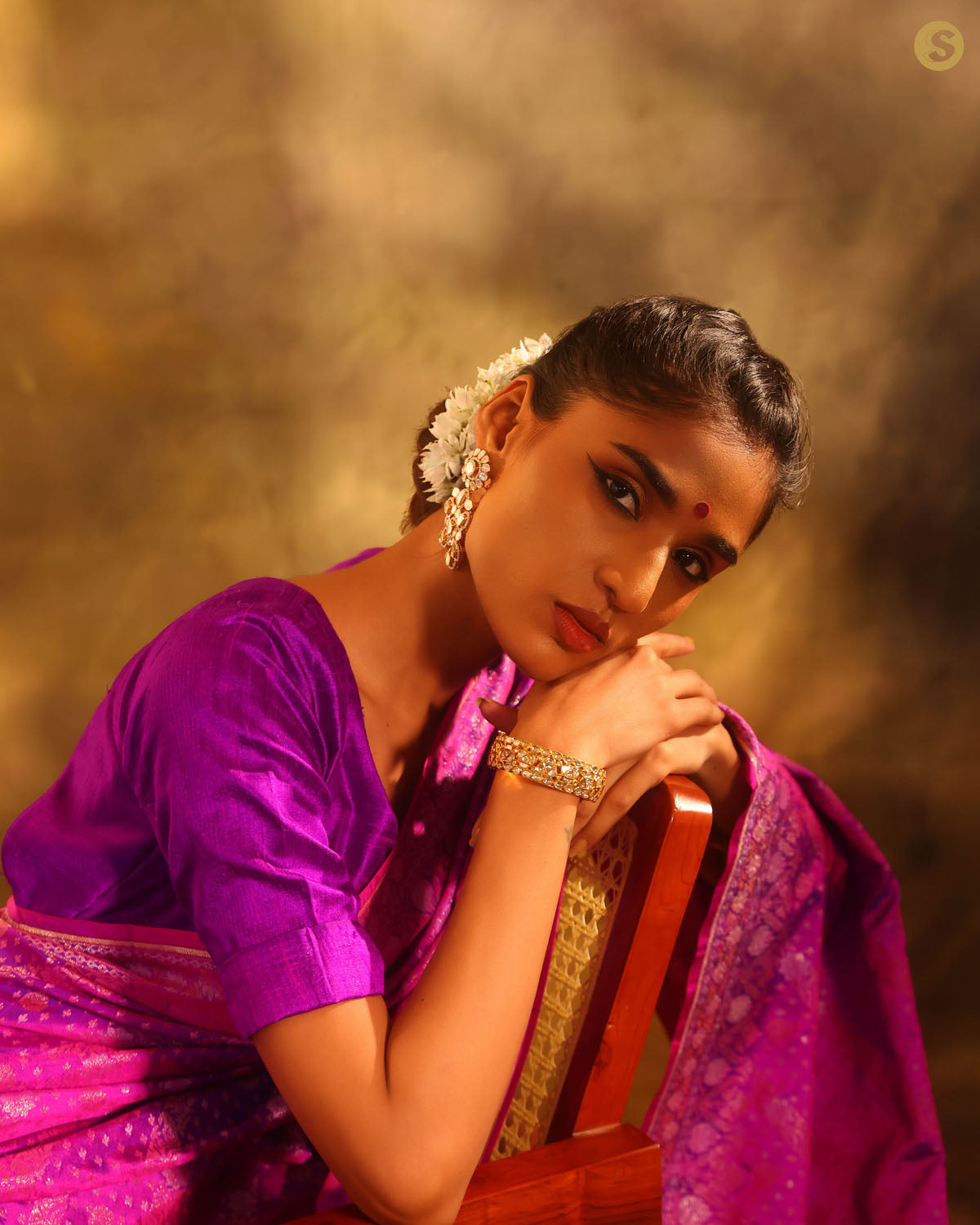 Phlox Purple Banarasi Silk Saree With Zari Weave