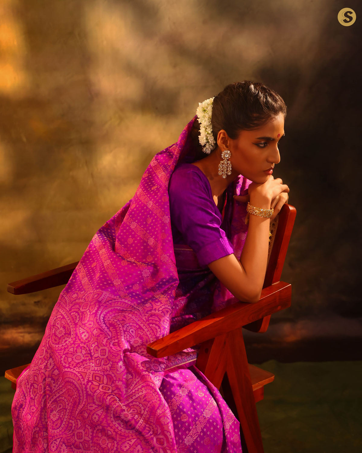 Phlox Purple Banarasi Silk Saree With Zari Weave