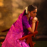 Phlox Purple Banarasi Silk Saree With Zari Weave