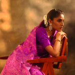 Phlox Purple Banarasi Silk Saree With Zari Weave