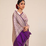 Ocean Purple Chiniya Banarasi Silk Saree