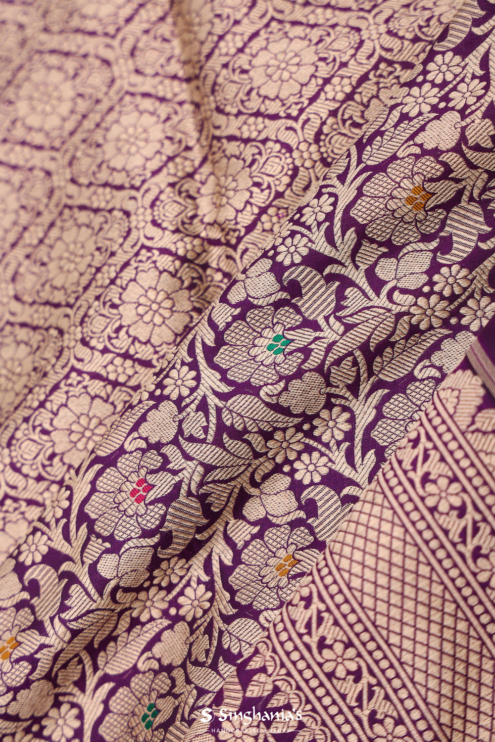 Ocean Purple Chiniya Banarasi Silk Saree